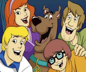 yapboz Scooby Doo ve çete: Shaggy, Velma, Fred ve Daphne